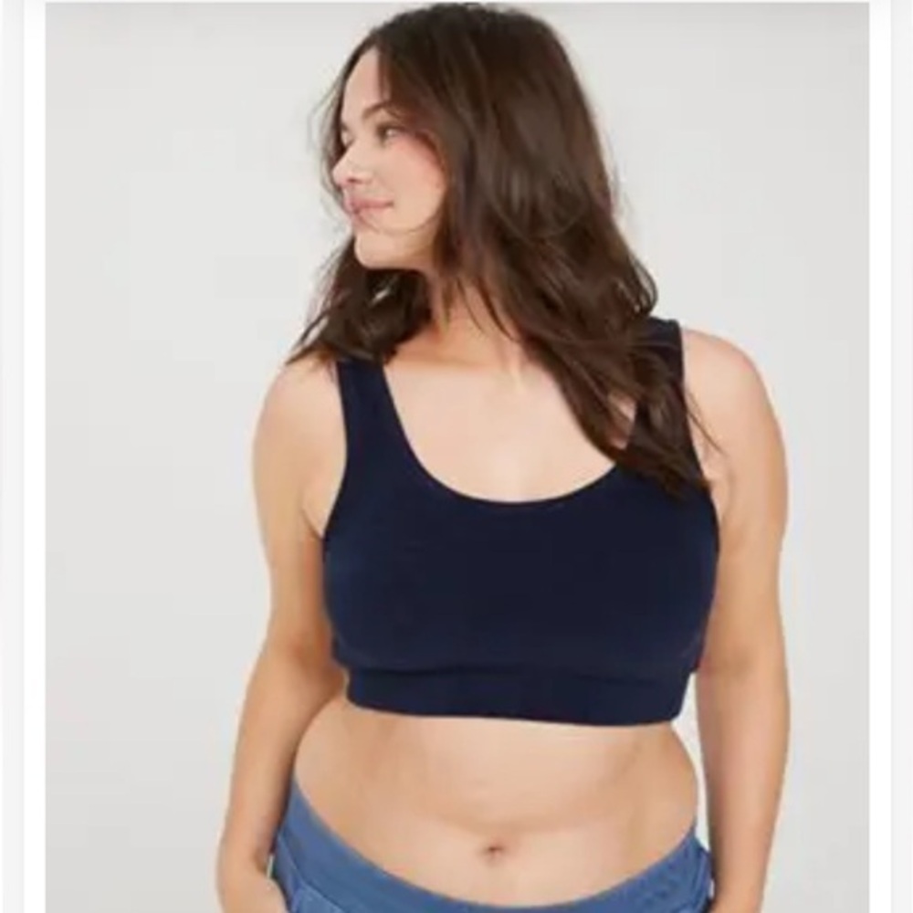 NWT Offline by Aerie Summer Lights Terry Navy Blue Crop Tank Top